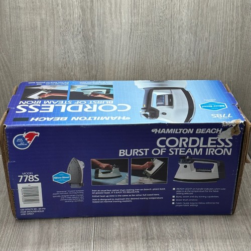 Hamilton Beach Vintage Cordless Burst Steam Iron Silver Stone Non Stick White - Picture 11 of 12