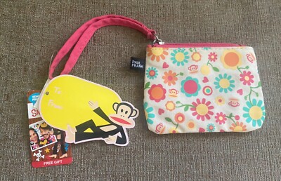 NWT PAUL FRANK Monkey Flower Print Wristlet Coin Purse Wallet 2012