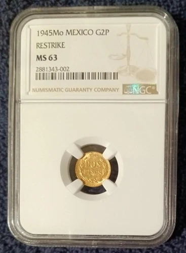 1945 Mexico gold 2 Pesos, NGC MS63