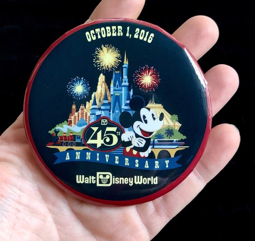 DISNEY WDW Happy 45 Anniversary Pie Eyed Mickey Magic Kingdom Button Pin 118107