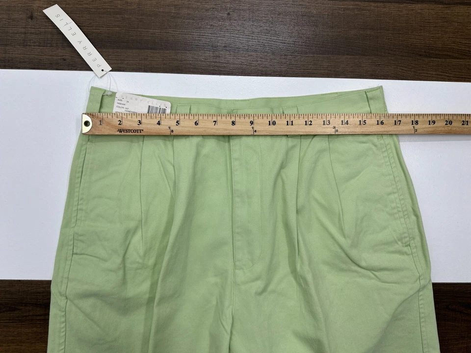 NUEVO Pantalones Cortos Chinos Perry Ellis Para Hombres Talla 34 Verde Honeydew 100% Algodón Nuevos con Etiquetas Foto 2 de 4