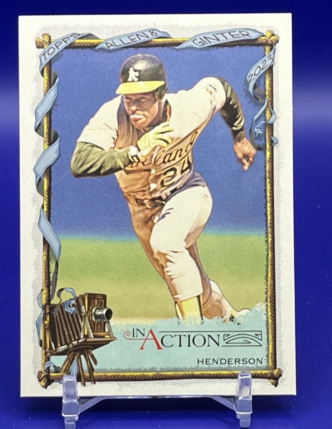 2023 TOPPS ALLEN & GINTER 72 RICKEY HENDERSON SP IN ACTION IMAGE VARIATION