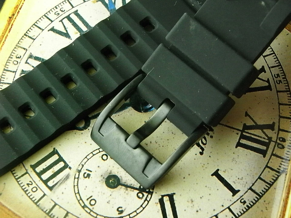 ¡ENVÍO GRATUITO! CORREA DE GOMA RELOJ DE BUCEO NEGRO PARA HOMBRE ORIGINAL NOS FÓSIL 22 MM Foto 4 de 4