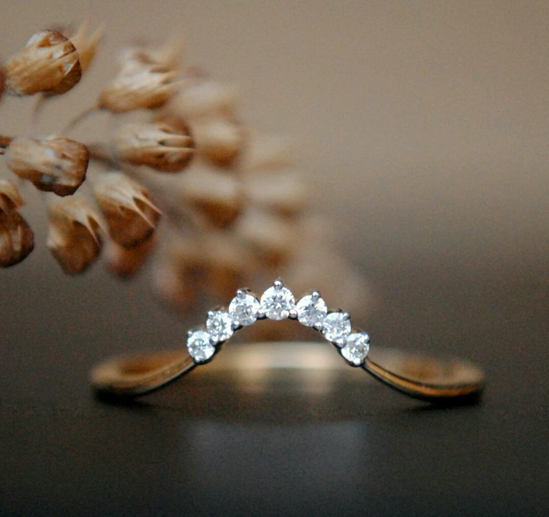 Curved Diamond Ring Enhancer 14k Gold Natural Diamond Curve