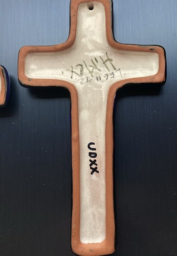 Signed Mexico TALAVERA Cross Hand Made Mexican Folk Art Pottery Wall Decor - Picture 5 of 7