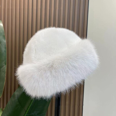 Women Winter Plush Ear Protection Cap Fluffy Fur Fisherman Hat Windproof Warm