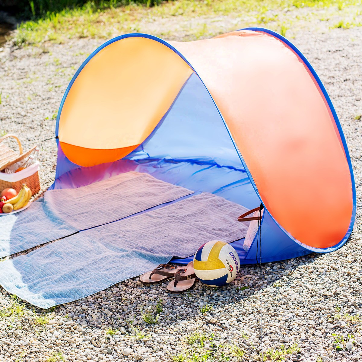 Pop Up Strandmuschel Wurfzelt Sonnenschutz Windschutz UV Schutz Zelt  Automatik