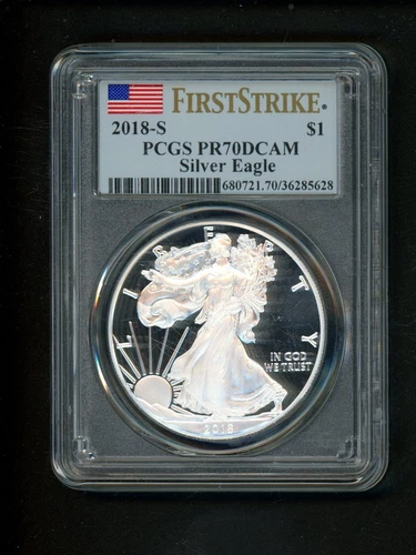 2018-S US American Silver Eagle Dollar $1 PCGS PR70 DCAM Deep Cameo First Strike