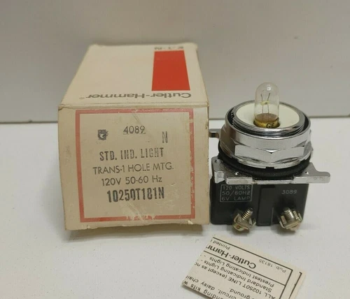 NEW OLD STOCK! CUTLER-HAMMER 120V INDICATING LIGHT 10250T181N