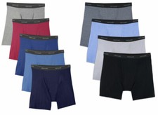 FRUIT OF THE LOOM MEN BOXER BRIEFS 9 IN A PACK ASST COLORS 100 COTTON OR BLAND