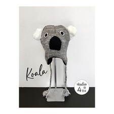Koala Animal Hat - Viscose Hand Knit Beanie with Warm Fleece Lining