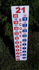 Cornhole - Horseshoe - Scoreboard Score Keeper Sign - Red  Dark Blue Checkers