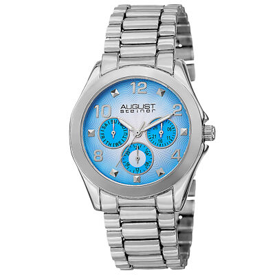 Womens August Steiner AS8150SS Day/Date GMT Blue Dial Silver-tone Bracelet Watch