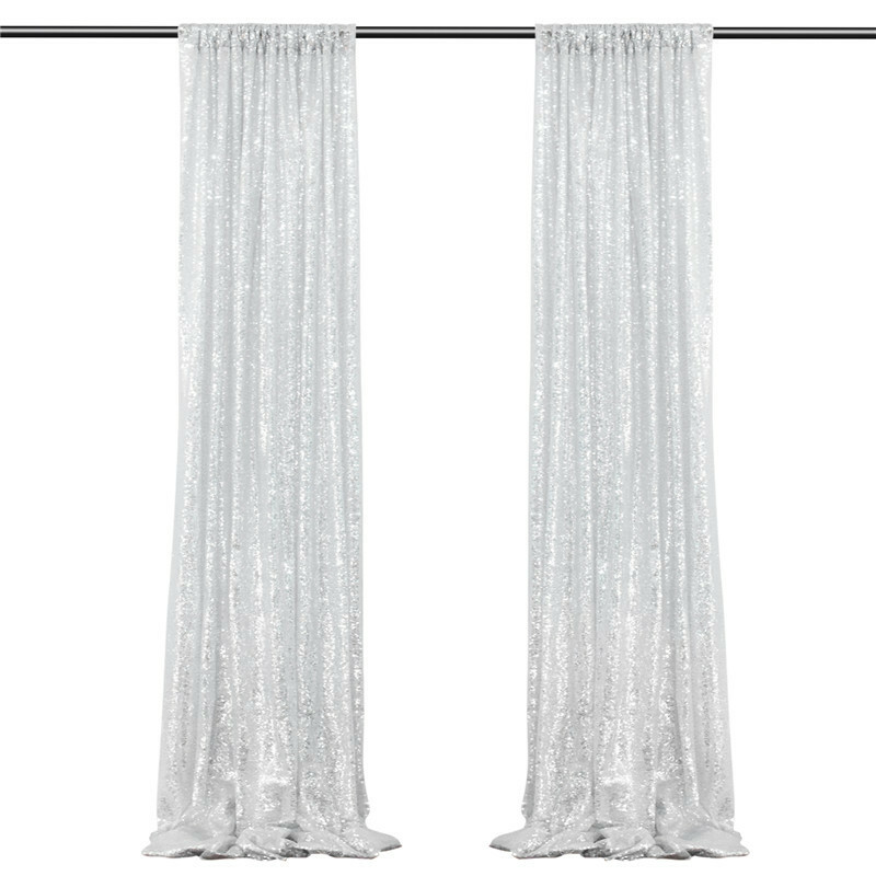 2 Panels Sequin Photography Backdrop Curtains Birthday Party Background Drape