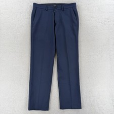 Haggar H26 Dress Pants Mens 32x30 Blue Polyester Flat Front Office Business