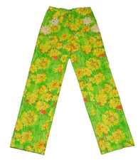 Vintage Lilly Pulitzer Pants Size 28X30 Green Yellow Floral Pocket Appliques Zip