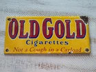 VINTAGE OLD GOLD CIGARETTES PORCELAIN GAS STATION PUMP SIGN 10"×4.5"