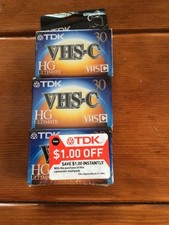three-pack TDK VHS-C HG Ultimate TC-30 blank camcorder cassette tape 3