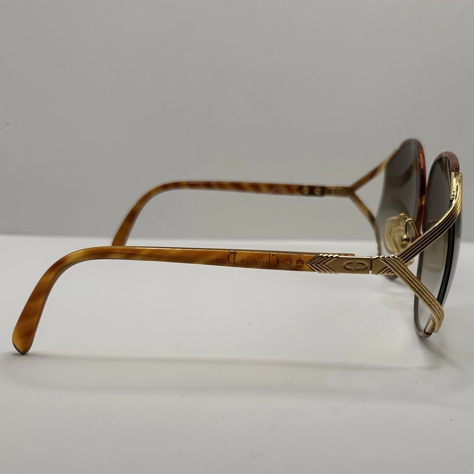 Óculos de sol vintage Christian Dior 2250 Optyl ouro tartaruga 63 mm pronto para usar - Imagem 3 de 4