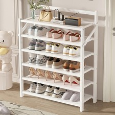 5/6 Tier Folding Bamboo Shoe Rack Organiser Wooden Storage Shelves Stand Shelf