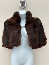 Vintage Brown Real Fur Bolero Cape Jacket