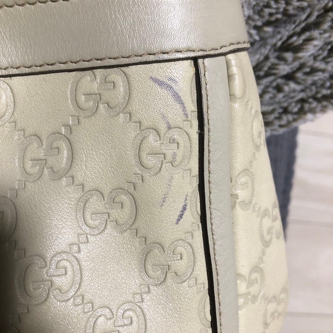 Gucci Abbey Guccissima Leather D-Ring Tote Bag White Condition EX thumbnail 5