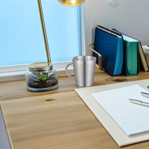 Stainless Steel Double Walled Coffee Cup 300ml Hammered Insulated Mug Heat - Picture 5 of 12