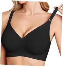 Wireless Bras for Women Comfy Seamless Bra No Underwire Bras Full Large Black