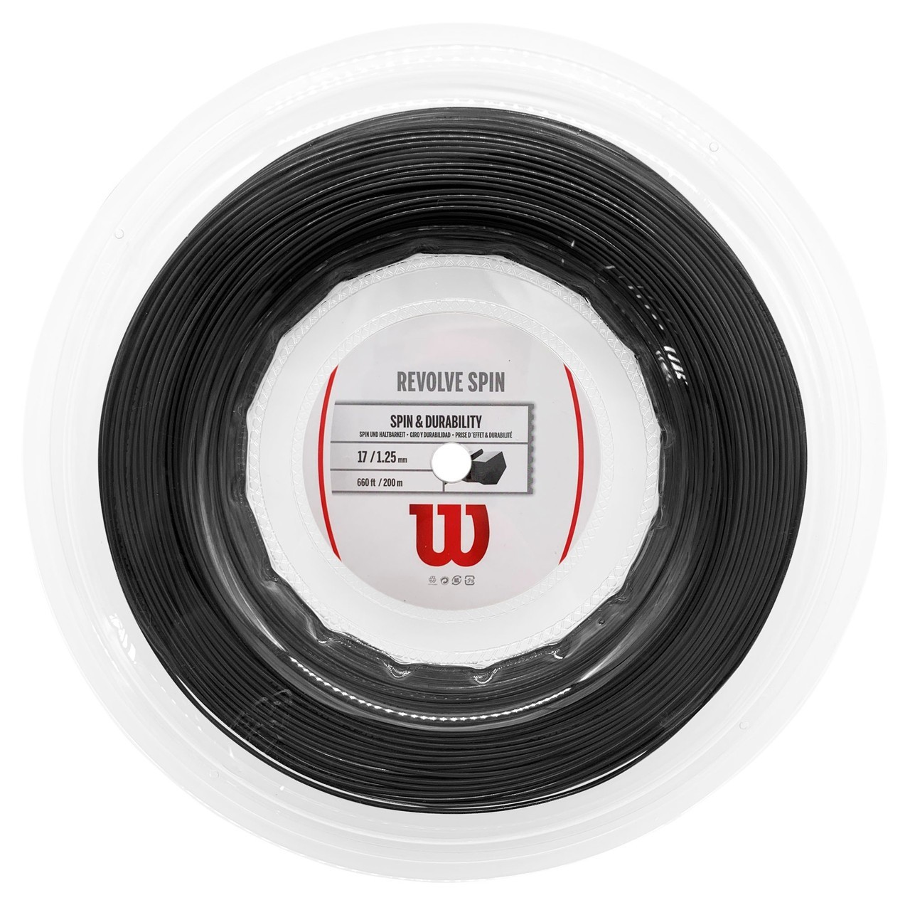Wilson REVOLVE SPIN Tennis Racket String - 1.25mm - 200m Reel - Black