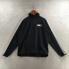 Puma Stretchlite Half Zip Sweatshirt Mens L Black Cotton Blend Mock Neck Casual