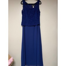 Alex Evenings Royal Blue Beaded Bodice Gown Mother of Bride Formal Size 16