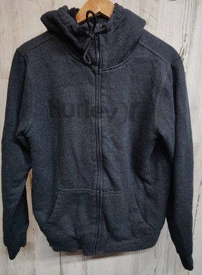 Hurley Graphic Soft Sherpa Lined Full Zip Hoodie Men's Small Oversized Thick 