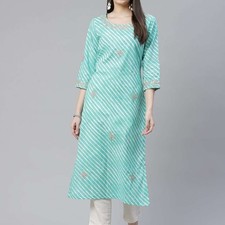 Women Red Bandhej Straight Kurta Regular  Plus Size Indian Bandhani Kurti