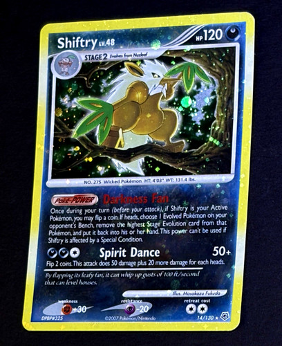 2007 Pokemon SHIFTRY Diamond & Pearl Base Set COSMOS HOLO Bleed Rare Card 14/130