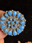 Vintage Zuni Native American Turquoise Petit Point Cluster Sterling Silver Ring — photo 9