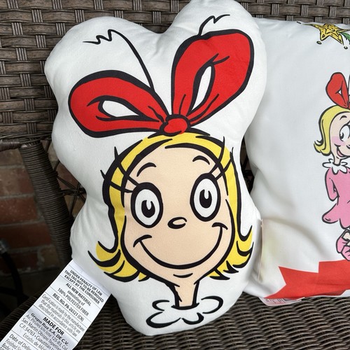Dr. Seuss The Grinch Max Cindy Lou Who Head Decorative Throw Pillows New - Picture 2 of 13