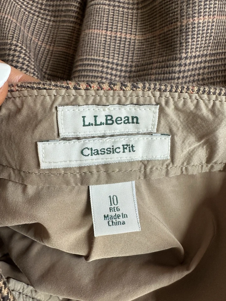 Vintage L.L. Falda con bolsillos a cuadros marrón 100 % algodón talla frijol hasta la rodilla Foto 2 de 4