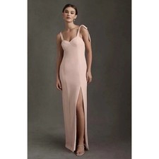 Anthropologie BHLDN Dress Antonia Georgette Bridesmaid Guest Pink SZ 10 wedding