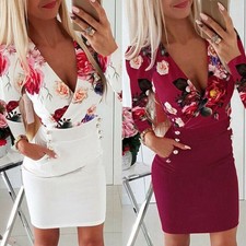 Long Dress Evening   Dresses Party Sexy Floral Bodycon Sleeve Women Mini