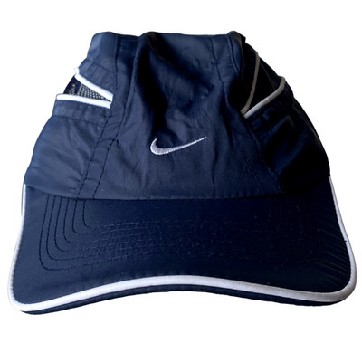 Nike Vintage Y2K Running Cap Blue Mesh Reflective Tech Hat OSFA