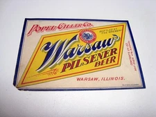 Circa 1900 Popel-Giller Warsaw Beer 24-Ounce Label, Illinois