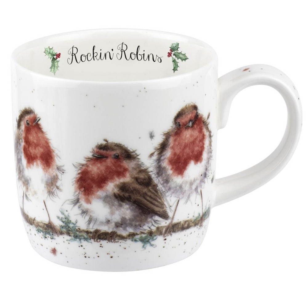 Wrendale Designs Rockin Robins Christmas Mug Royal Worcester 300 ml