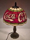 Vintage Coca Cola Tiffany Style PLASTIC Stained Glass Style Shade Lamp 15” Coke