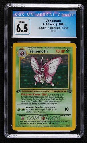 Venomoth #13/64 – 1st Edition Holo – Jungle – CGC 6.5 EX/NM+