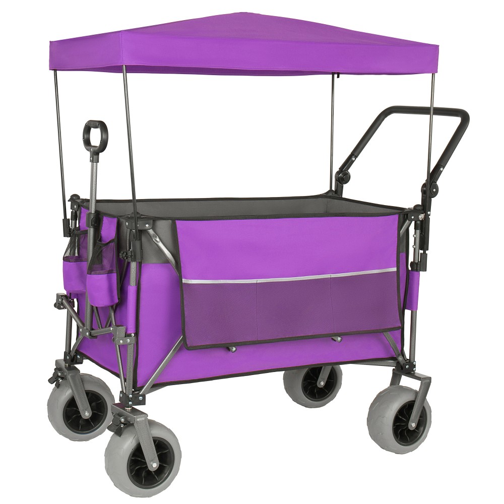 Heavy Duty Folding Wagon Cart for Beach & Camping with Shade