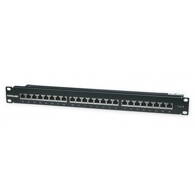 Intellinet 720038 Patchpanel - 24-Port - Cat6 FTP - robuste Bauweise - schwarz