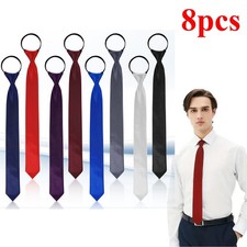 Men  s Pre-Tied Zipper Tie Adjustable Satin Necktie Solid Color Business Wedding
