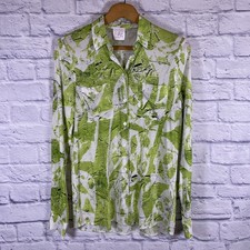 Stella Jean Women’s Button Up Shirt Made in Italy Size 38 US 2 Lime Abstract 