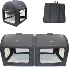 Soft Dog Cat Crate the Portable 2-In-1 Double Travel Kennel Tube Carrier for All
