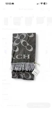 Coach Signature Oversized Grey Muffler Wool/Cashmere Scarf CB684 